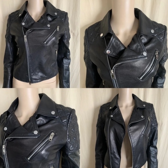 Christian Dior black leather quilted moto jacket - Picture 3 of 16